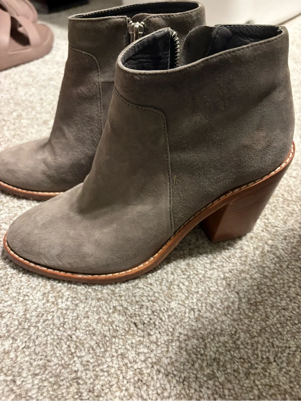 Loeffler Randall Grayish Suede Side-Zip Ankle Booties